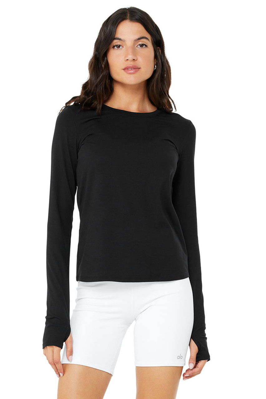 Alosoft Crop Finesse Long Sleeve - White - White / XS