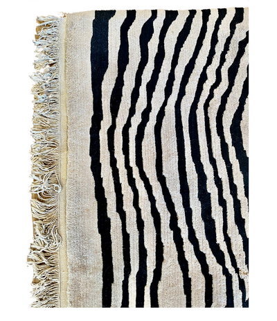 Tibetan Hand Woven Wool Zebra Rug - 9 x12
