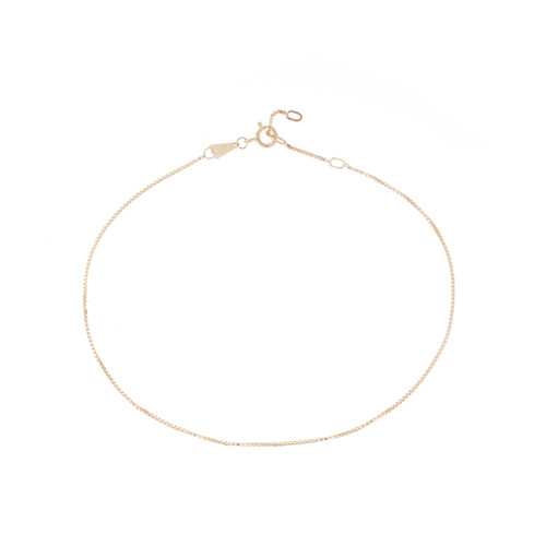 Finished Box Chain Anklet - 14k Yellow Gold