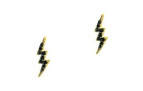 Thunder Post Earring  - Gold | Jet CZ