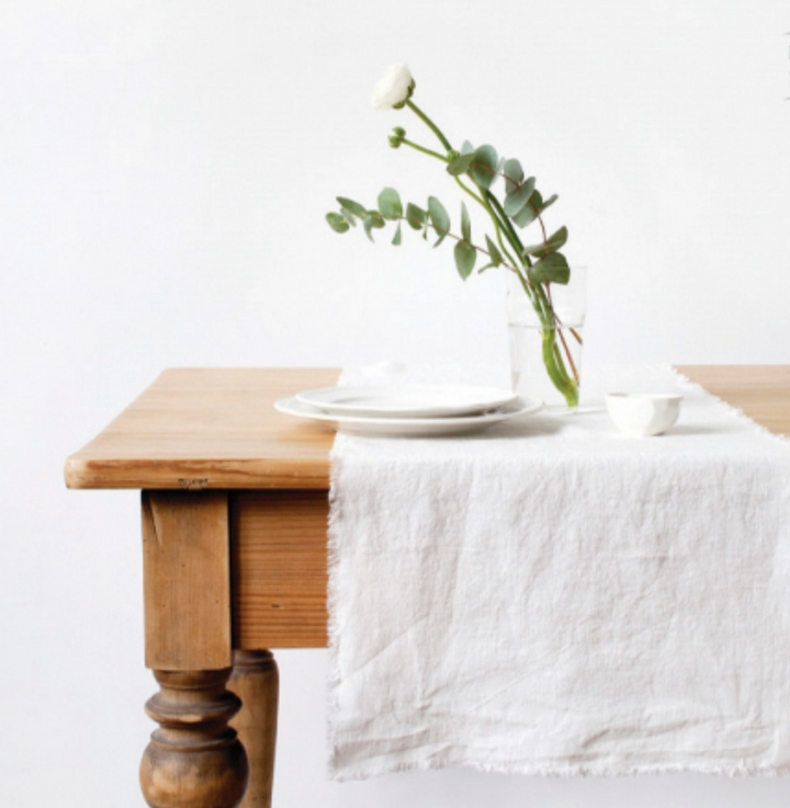 Linen Fringe Table Runner 