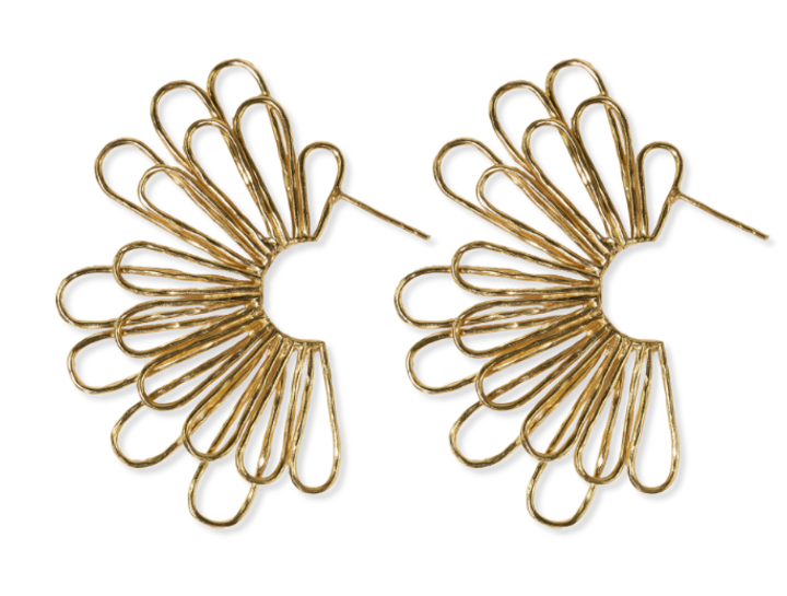 Florence Fanned Layered Loops Post Earrings Brass 