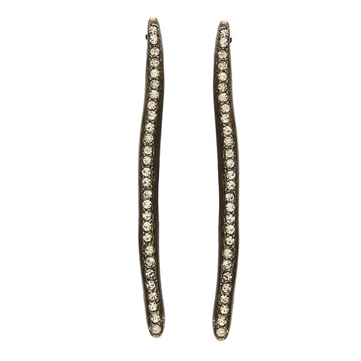 Crystal Wavy Stick Earrings - Black Diamond