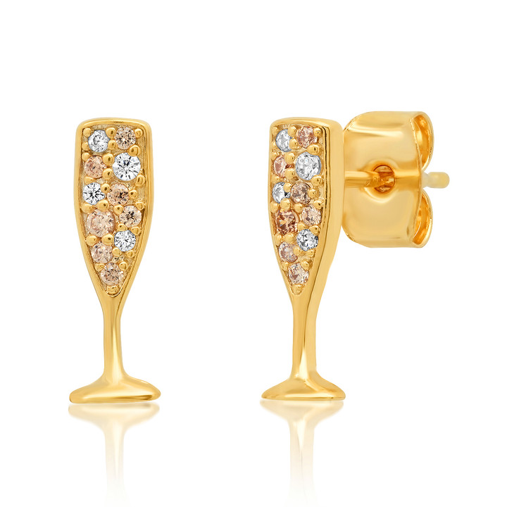 Pave Champagne Glass Studs