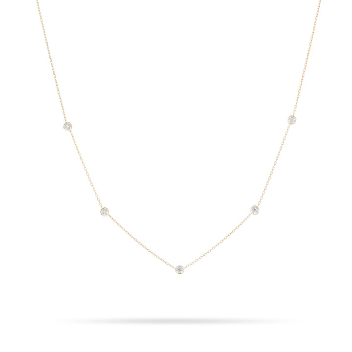 5 Diamond Chain Necklace - 14k Yellow Gold