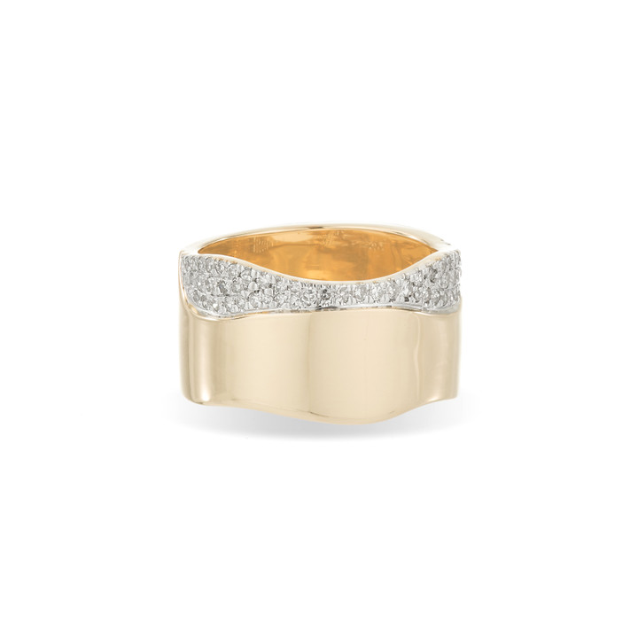 Pave Wave Cigar Band Ring