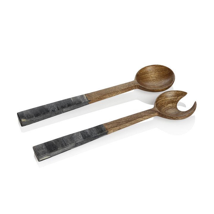 Mango Wood & Gray Bone Salad Servers