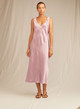 Double V-Neck Satin Slip Dress