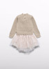 Abel & Lula Girl Tulle Sweater and Skirt Set - Champagne (5519-2)