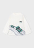Mayoral Boy Long Sleeve T-shirt - Cream-car (4011-23)