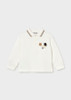 Mayoral Boy Long Sleeve Smooth Detail Polo - Ivory (2105-38)
