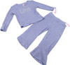Sofi Long Sleeve Waffle Top and Wide Leg Pant 2 Piece Set - Light Blue SW-3367W/3368W