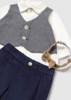 Mayoral Infant Boy Vest Shirt Pants Set - Navy (2524-90)