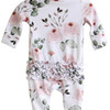Caden Lane  Millie's Dusty Rose Floral Ruffle Zipper Footie