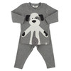 Oh baby! Two Piece Set - Large Puppy Cream Applique - Coal