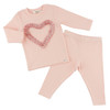 Pink Velvet Ruffle Heart Baby Rib 2pc Set