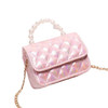 Mini Spring Pastel Clutch Purse with Crossbody Gold Chain - Choose from Pink or Purple