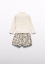 Abel & Lula Girl Tweed Knit Shorts Set - Beige Maza (5734-4)