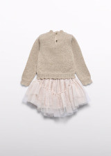 Abel & Lula Infant Girl Tulle Sweater and Skirt Set - Champagne (5519-2)