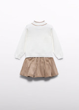 Abel & Lula Infant Girl Suede Skirt Set - Beige (5521-2)
