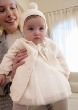 Mayoral Infant Girl Knit Coat with Hood - Pottery (2403-86)