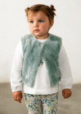 Mayoral Infant Girl Faux Fur Vest Leggings Set - Anise (2784-68)