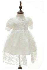 Baby Girl 3-Piece Lace Christening Gown with Matching Bonnet