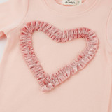Pink Velvet Ruffle Heart Baby Rib 2pc Set
