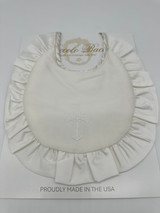 Piccolo Bacio - Handmade matching Bib - Ruffle Edge with Cross - Silk Style GB-7