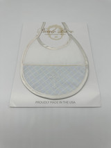 Piccolo Bacio - Handmade matching Bib - Half Blue Check with Embroidered Cross - Shantung Style BB-2