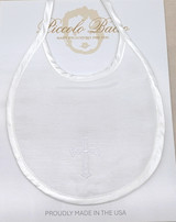 Piccolo Bacio - Handmade matching Bib - Shantung with Embroidered Cross BB-15