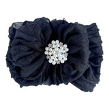 Pearl Ruffled Headband: Black