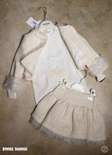 Bimbalo - Italian Import 3pc Beige Ruffle Trim Tweed Set 8303