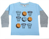 Mish E26501-BLUE Basketball Grid Two-fer Shirt