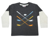 Mish E26519-BLACK Multi Hockey Long Sleeve 2fer Shirt