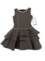 Dolls and Divas - Light Grey Scuba Sleeveless Tucker 1 Dress with 3 Tier Skirt