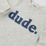 oh baby! Two Piece Set - Denim "dude" Applique - Heather Gray