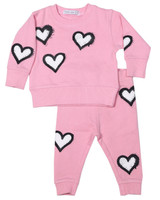 Little Mish Graffiti Heart 2 Piece Toddler Set - Pink SW-4800