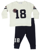 Little Mish Varsity Number 2 Piece Thermal Set - Sand SW-3802