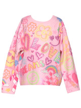 Baby Sara Fun Icon Print Sweater - Pink Multi SW-25475