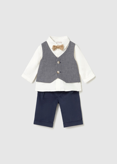 Mayoral Infant Boy Vest Shirt Pants Set - Navy (2524-90)