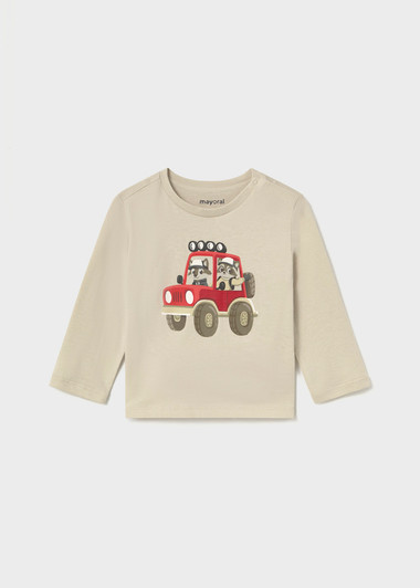 Mayoral Infant Boy Long Sleeve T-shirt Cart - Stone (2012-95)
