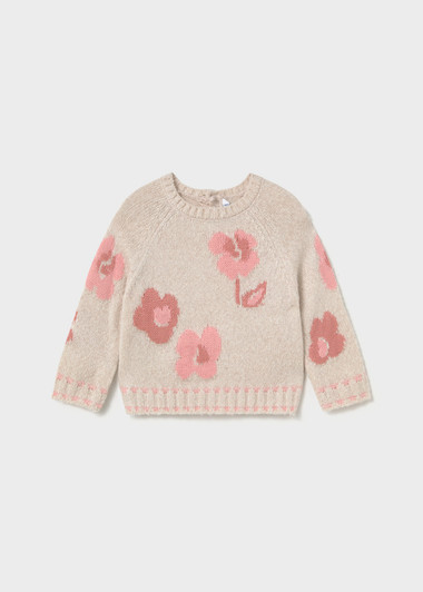 Mayoral Infant Girl Jacquard Jumper - Milk Heather Pink (2384-53)