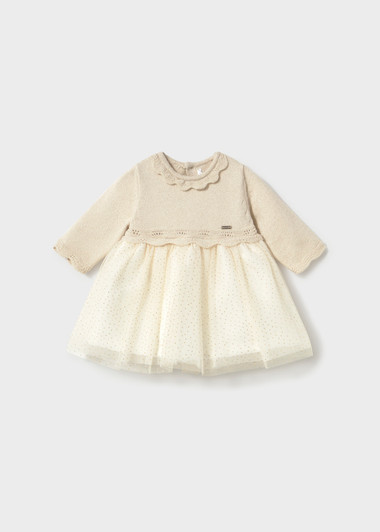 Mayoral Infant Girl Tricot/tulle Dress - Champagne (2809-47)