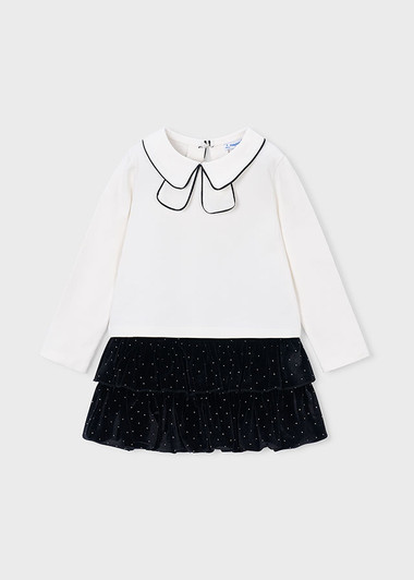 Mayoral Girl Velvet Skirt Set with Strass - Black (4936-010)
