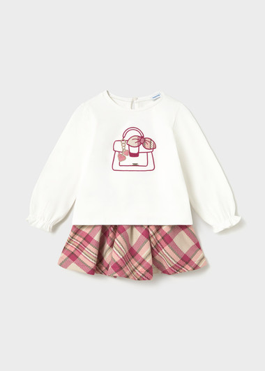 Mayoral Girl Plaid Skirt Set - Raspberry (2953-047)