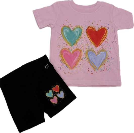 Frenzy - 2pc Set SWK Exclusive Pink Heart Tee w/Mayoral Cyclist Short