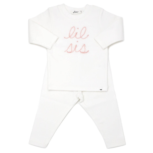 Oh Baby! 2pc Embroidered Set Pink Sparkle Lil sis
