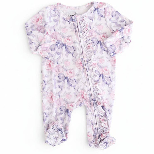 Caden Lane Leighton's Lavender Ruffle Zipper Footie