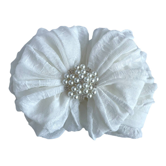 Rockin Royalty - Pearl Ruffled Headband Off-White